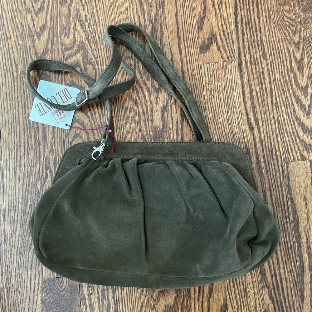 Women’s Del Conte suede olive green bag new with tags